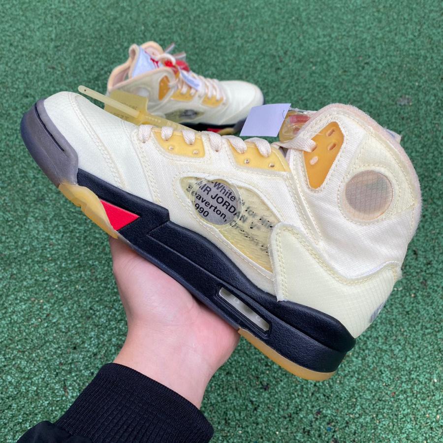 AirJordan 5 AJ5 x Off-White Ow Sneaker      DH8565-100 - FashionPlug