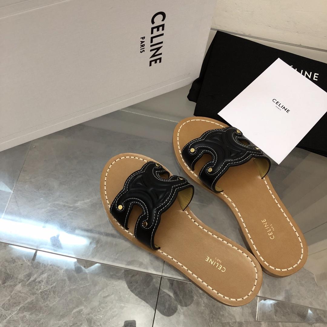 Celine Triomphe Mule In Calfskin - FashionPlug