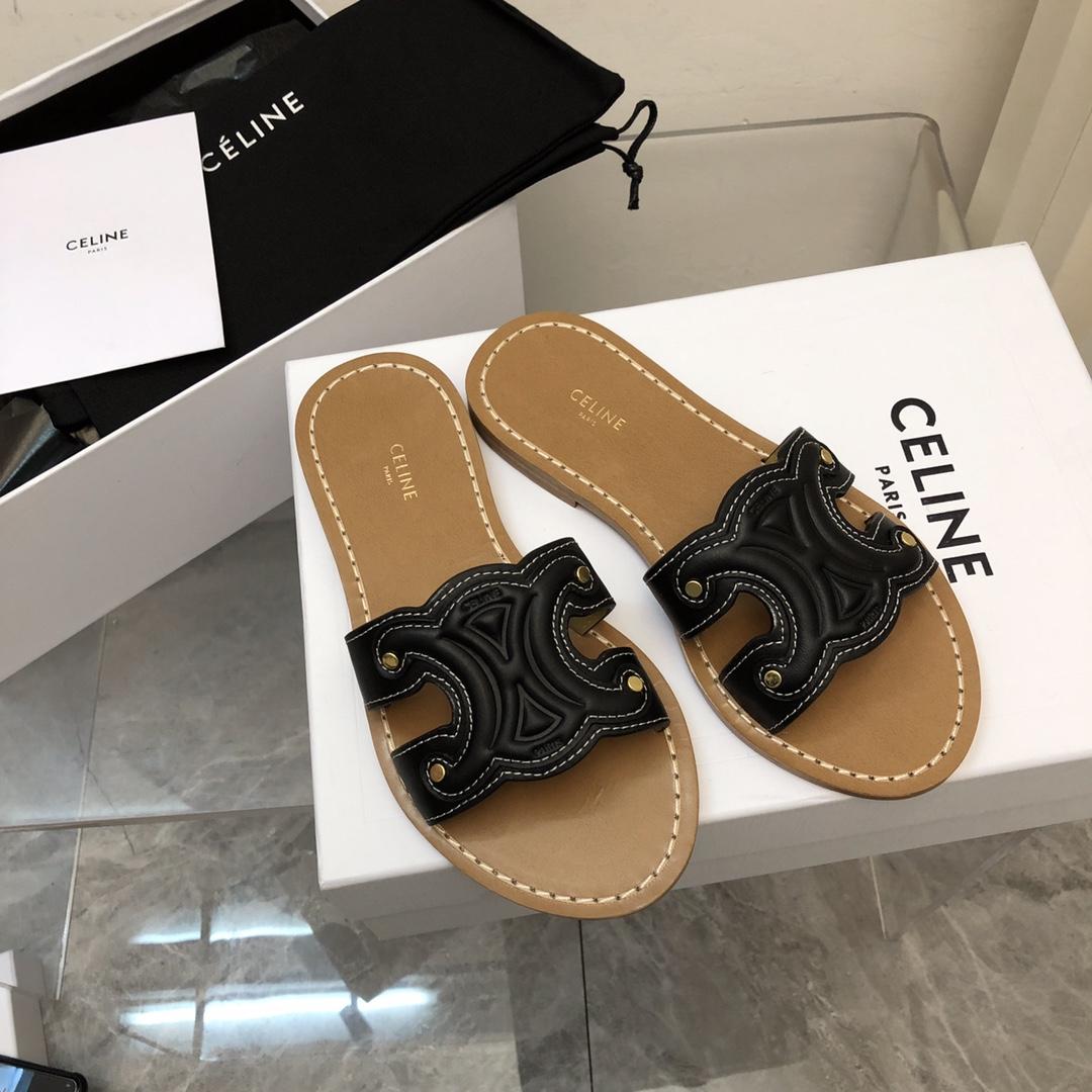 Celine Triomphe Mule In Calfskin - FashionPlug