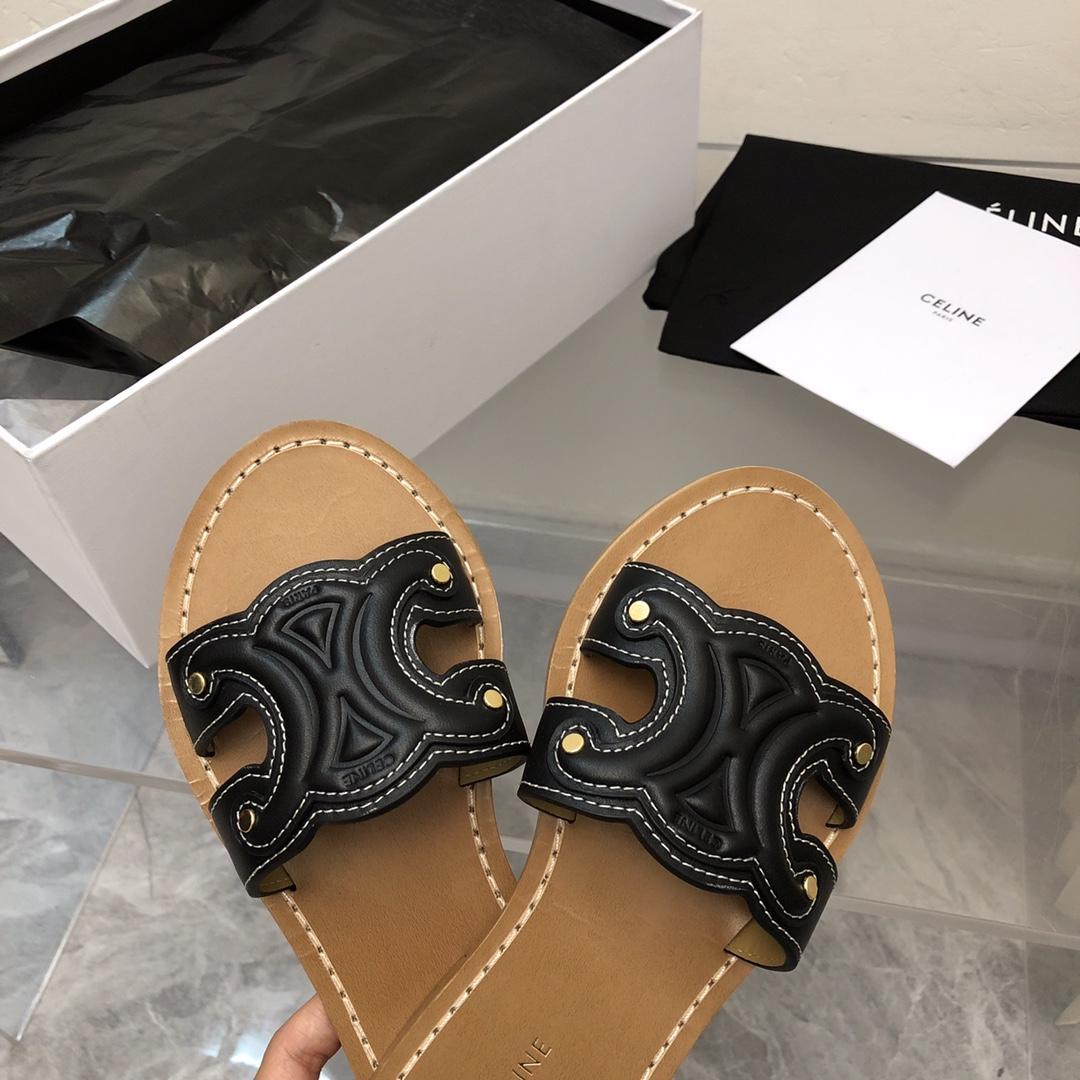 Celine Triomphe Mule In Calfskin - FashionPlug