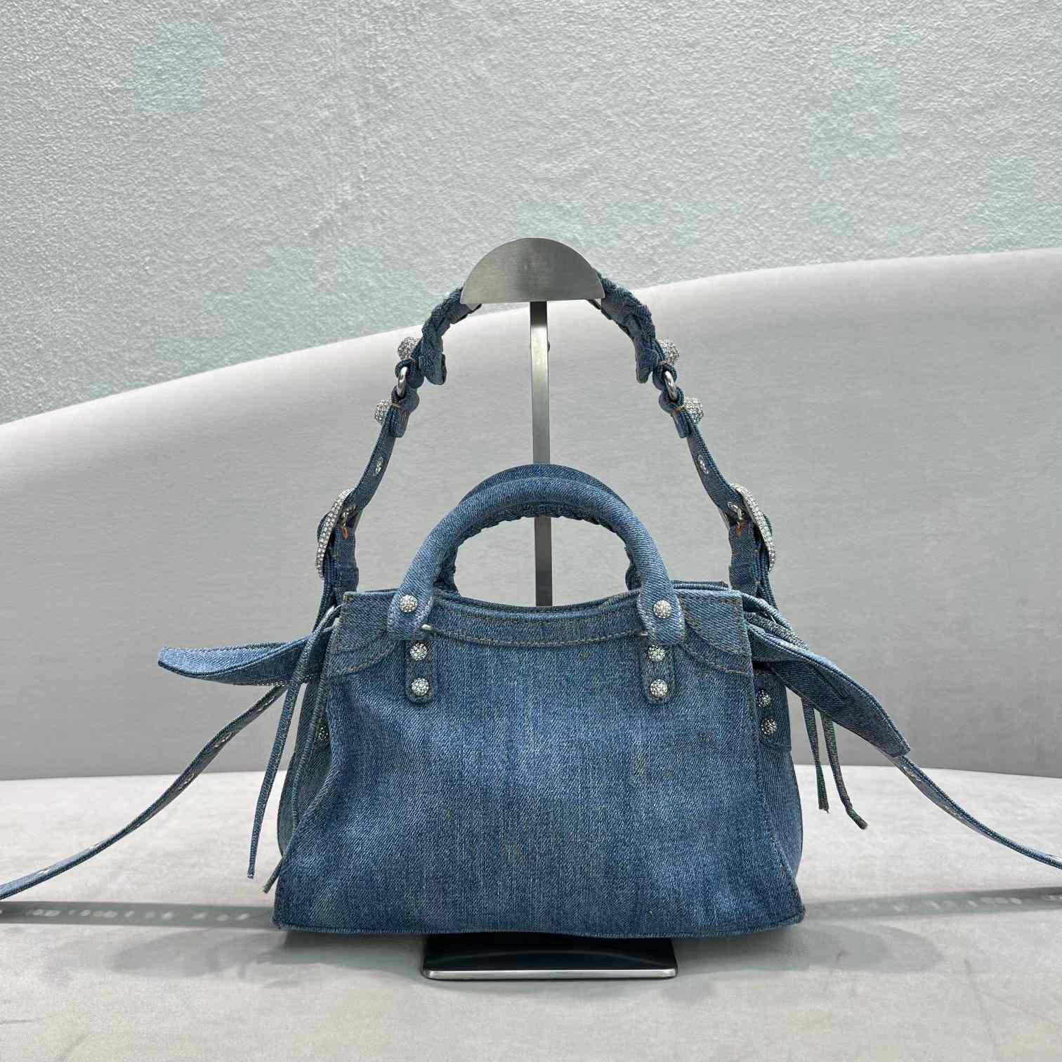 Balenciaga Neo Cagole XS Handbag In Denim - FashionPlug