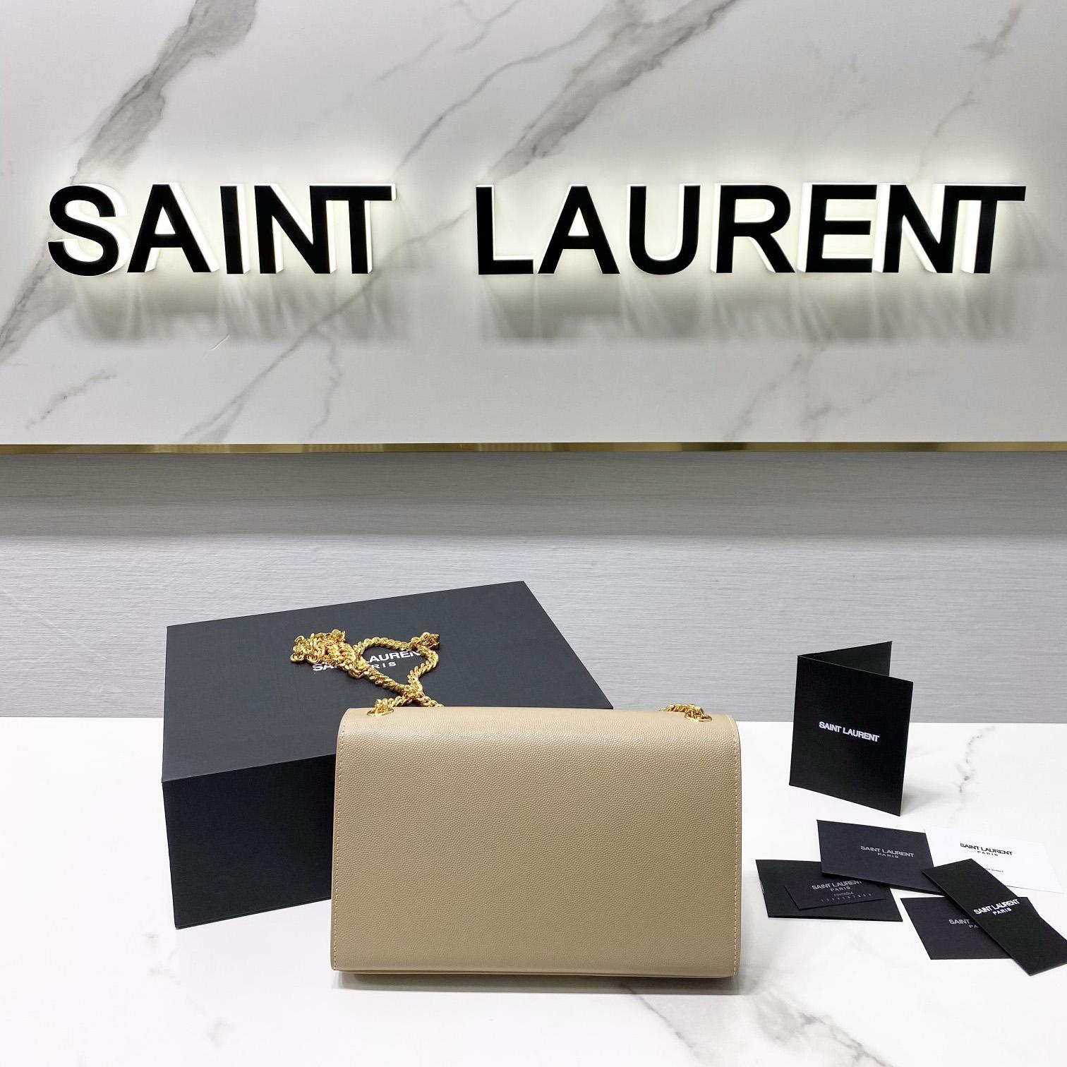 Saint Laurent Kate Medium Chain Bag In Grain De Poudre Embossed Leather - FashionPlug