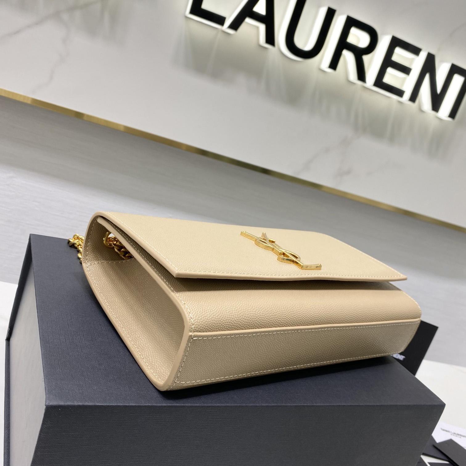 Saint Laurent Kate Medium Chain Bag In Grain De Poudre Embossed Leather - FashionPlug