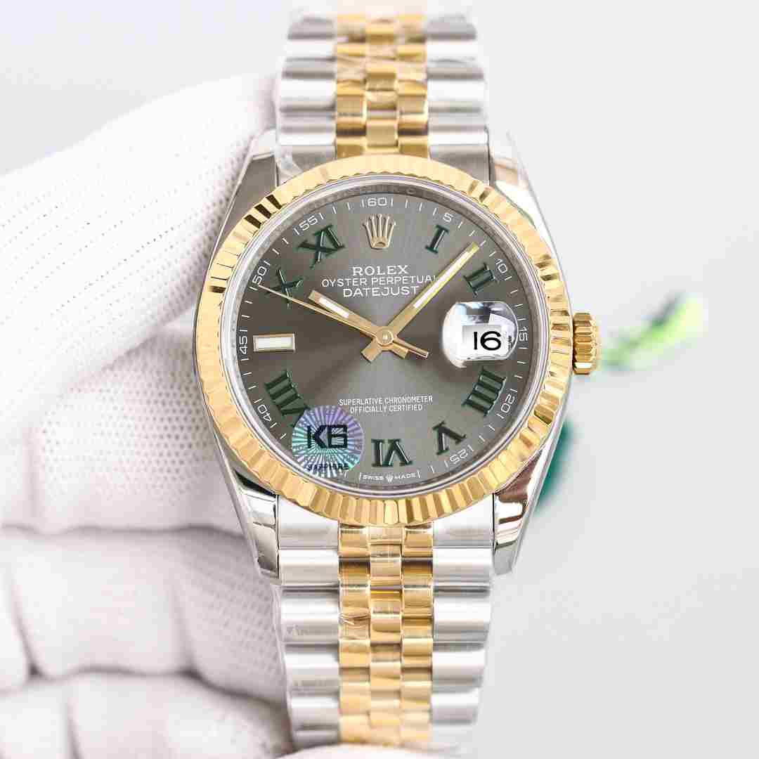 Rolex Datejust Oystersteel Steel Yellow Gold Dark Grey Dial Jubilee - FashionPlug
