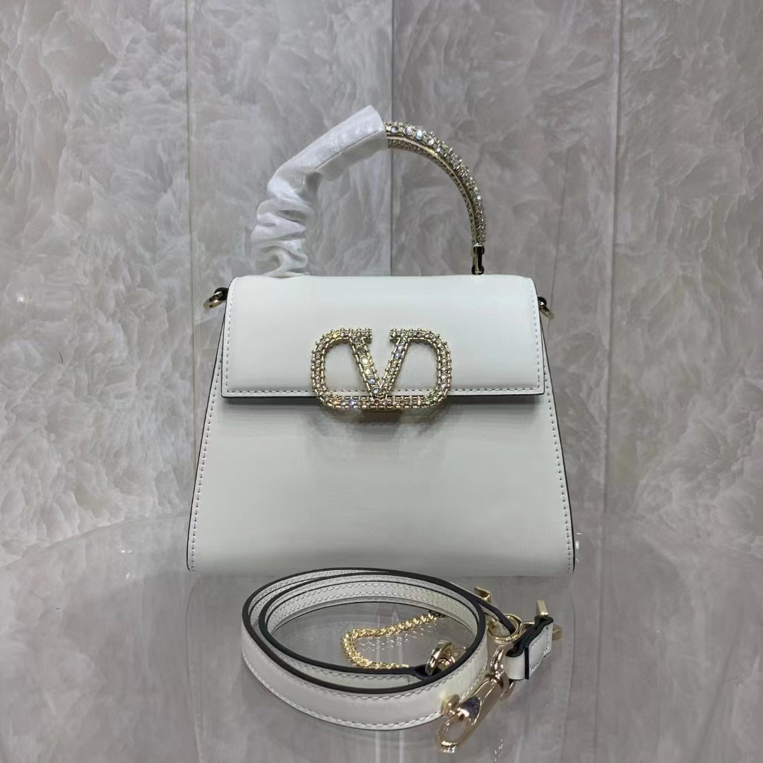 Valenti small Vsling Calfskin Handbag With Jewel Handle  - FashionPlug