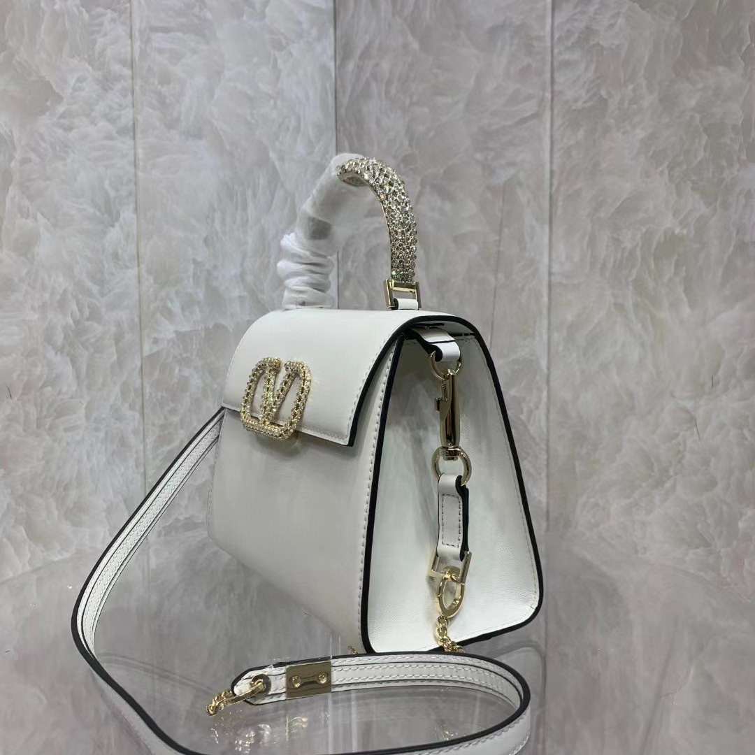 Valenti small Vsling Calfskin Handbag With Jewel Handle  - FashionPlug