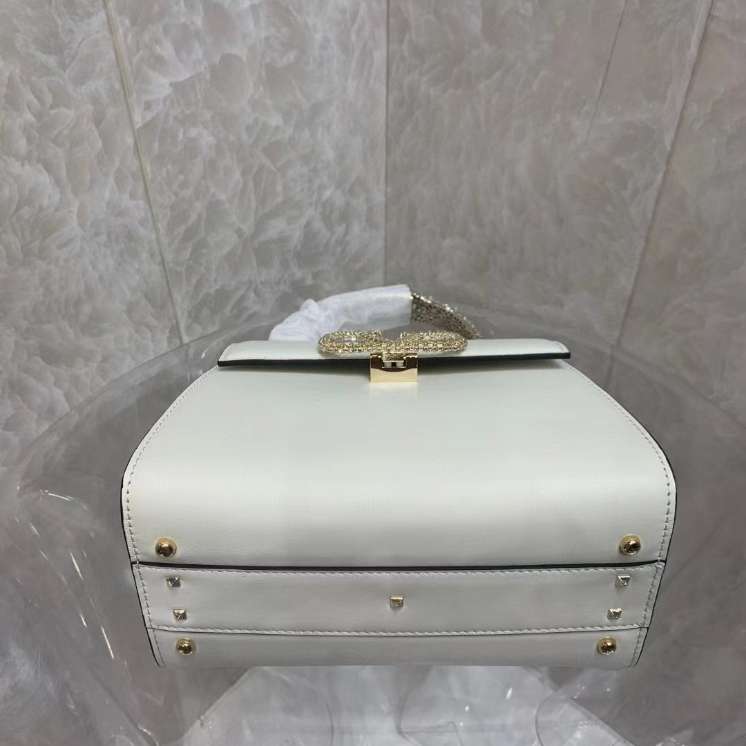 Valenti small Vsling Calfskin Handbag With Jewel Handle  - FashionPlug