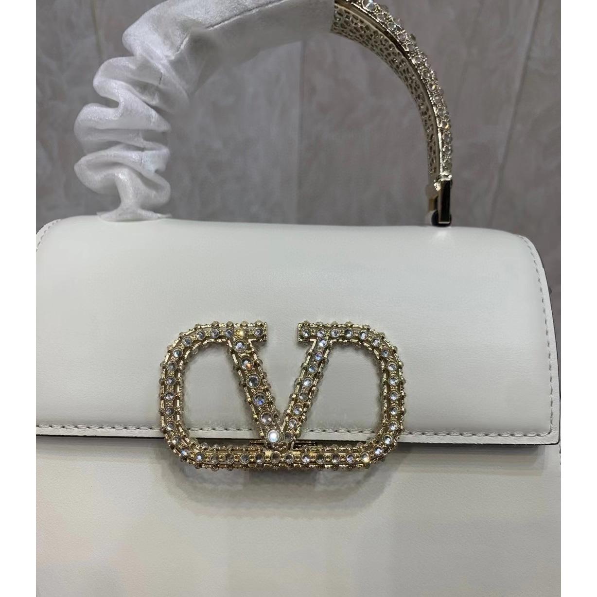 Valenti small Vsling Calfskin Handbag With Jewel Handle  - FashionPlug