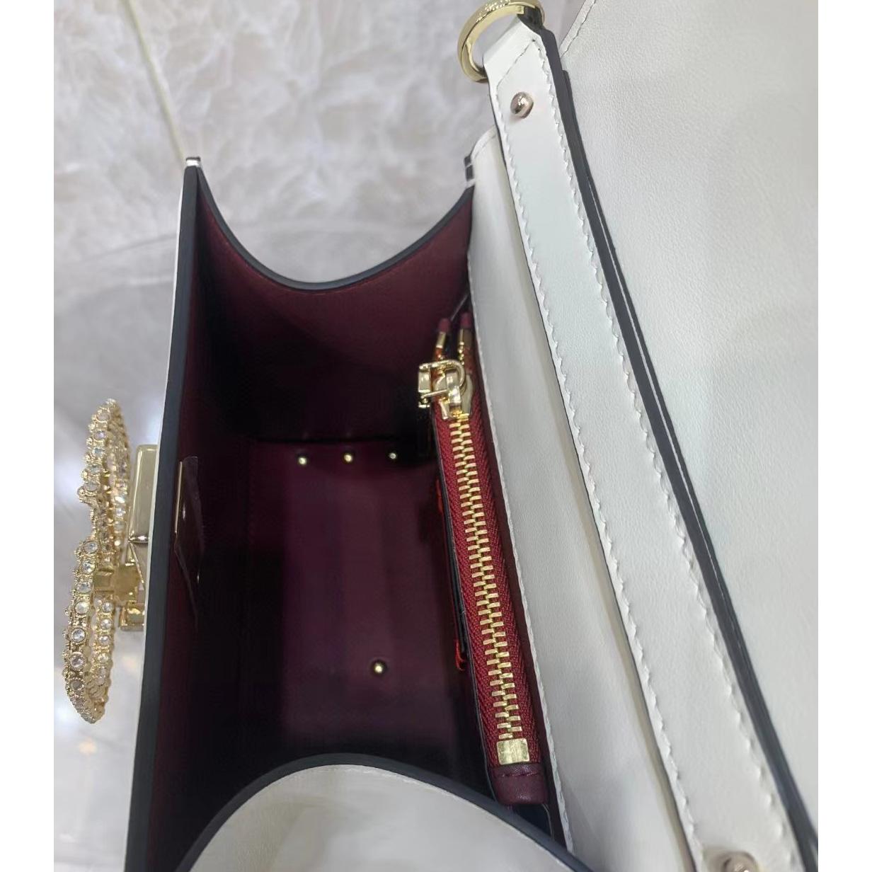 Valenti small Vsling Calfskin Handbag With Jewel Handle  - FashionPlug