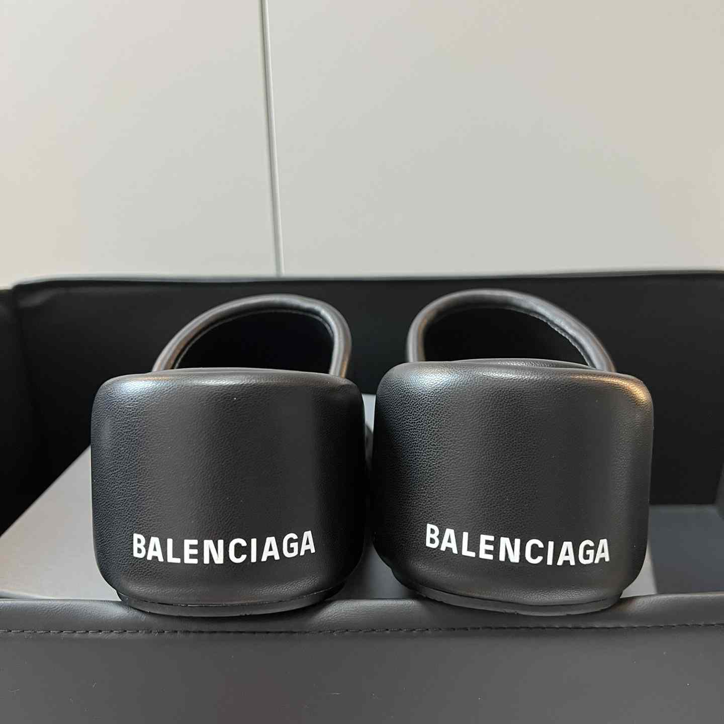 Balenciaga Black Rise Wedge Sandals - FashionPlug