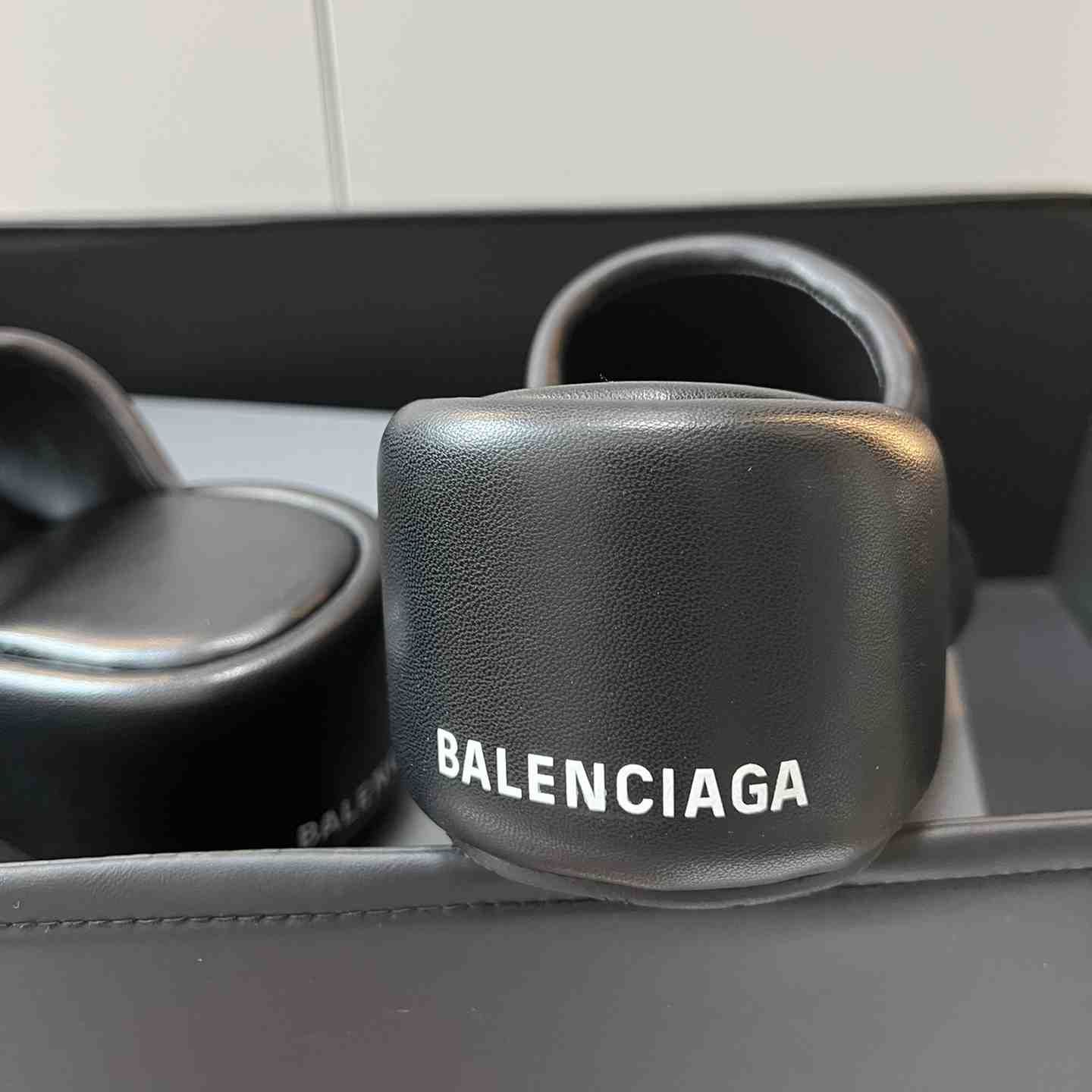 Balenciaga Black Rise Wedge Sandals - FashionPlug