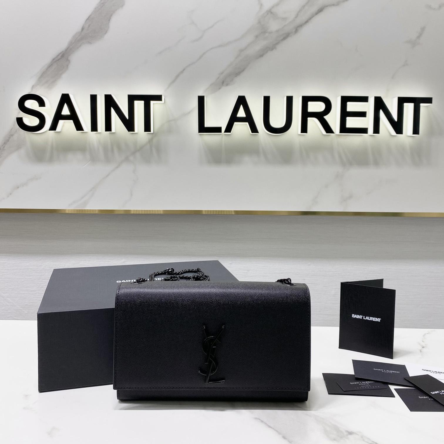 Saint Laurent Kate Medium Chain Bag In Grain De Poudre Embossed Leather - FashionPlug