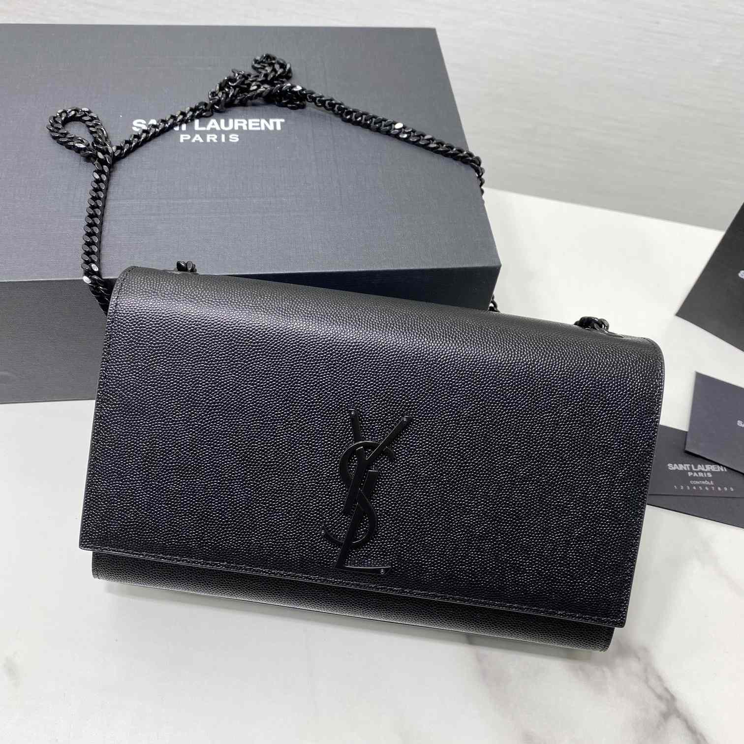 Saint Laurent Kate Medium Chain Bag In Grain De Poudre Embossed Leather - FashionPlug