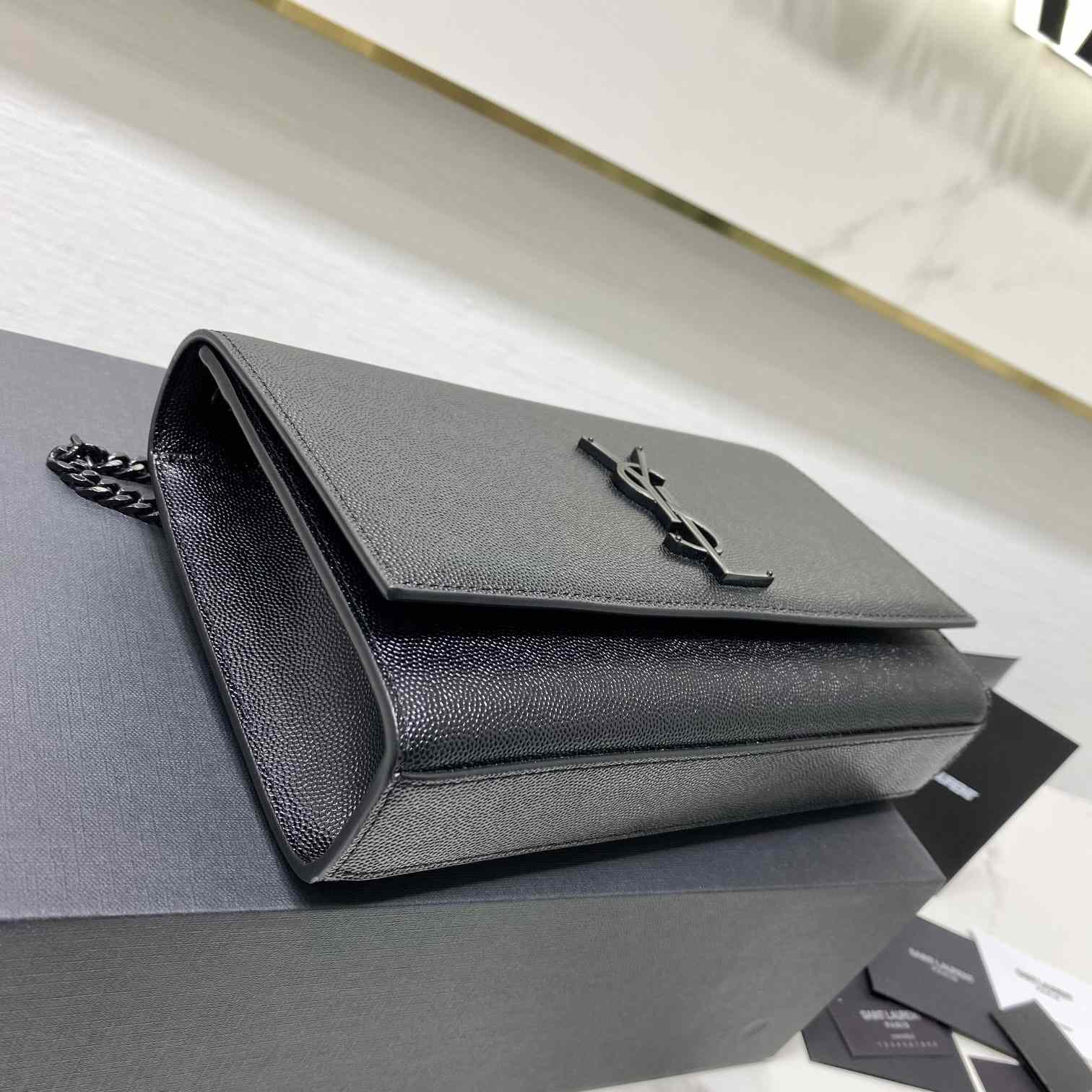 Saint Laurent Kate Medium Chain Bag In Grain De Poudre Embossed Leather - FashionPlug