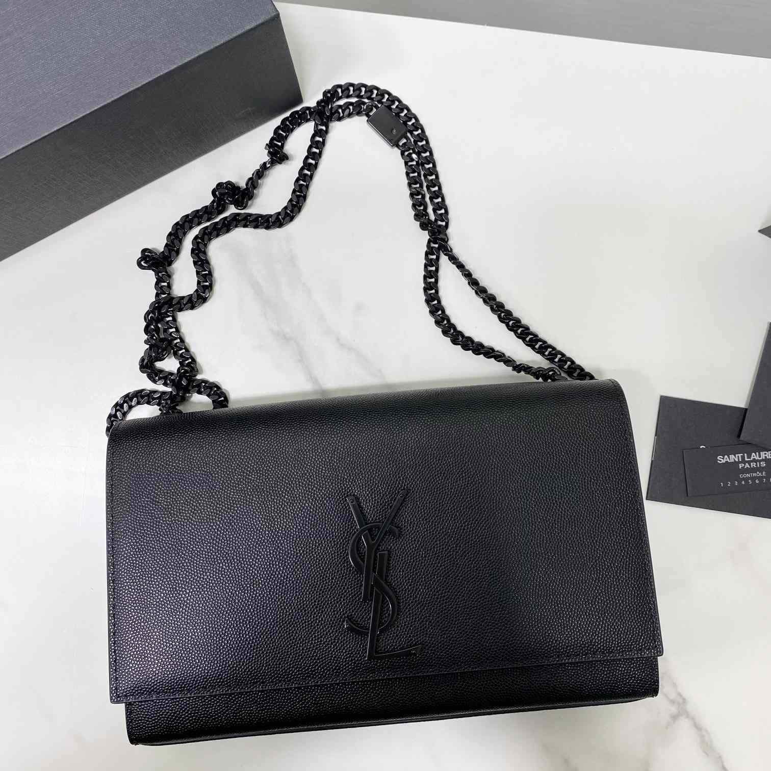 Saint Laurent Kate Medium Chain Bag In Grain De Poudre Embossed Leather - FashionPlug