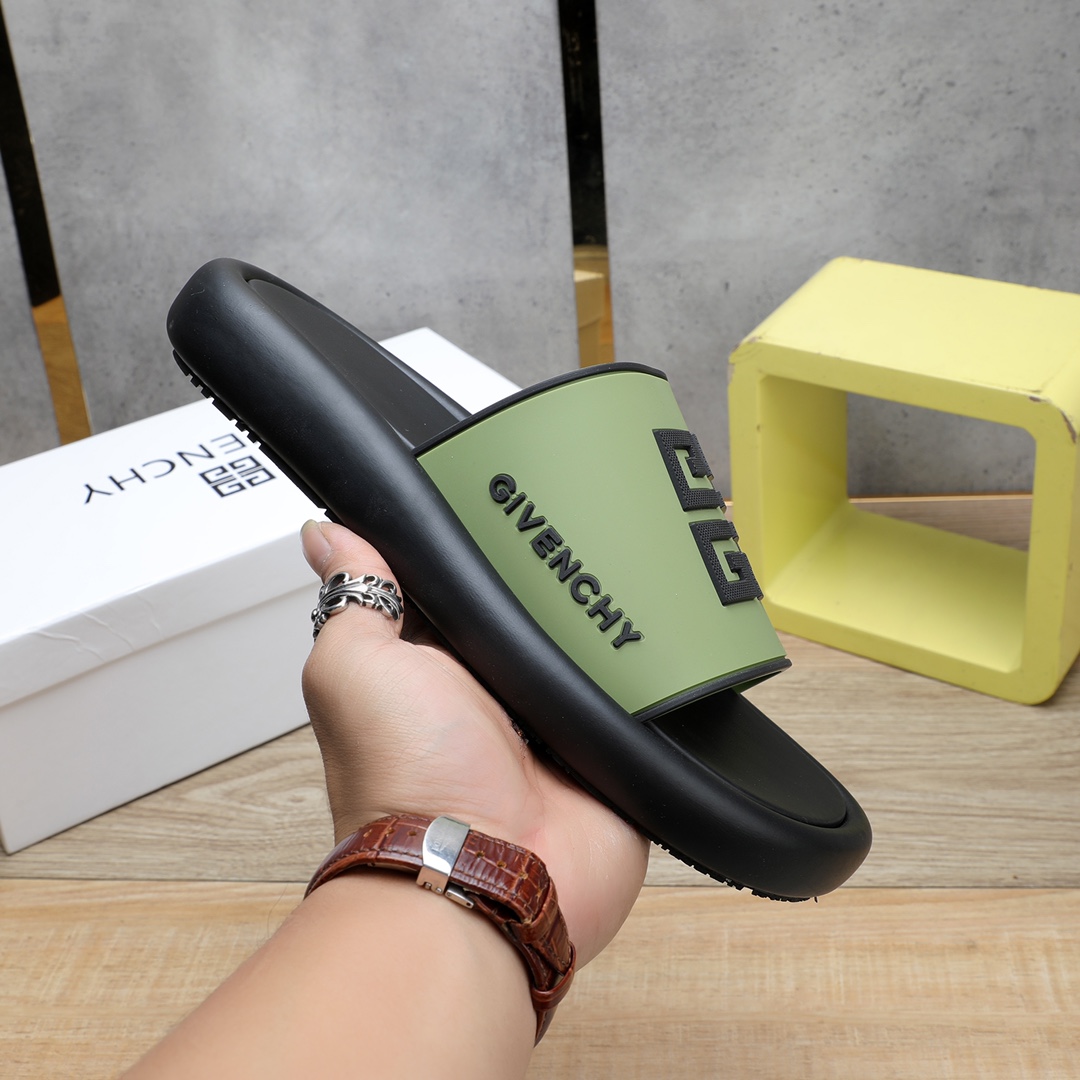 Givenchy 4G Logo Rubber Slides Sandals - FashionPlug