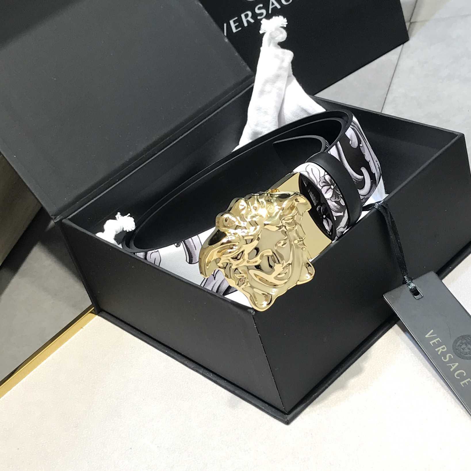 Versace La Medusa Silver Baroque Reversible Belt - FashionPlug
