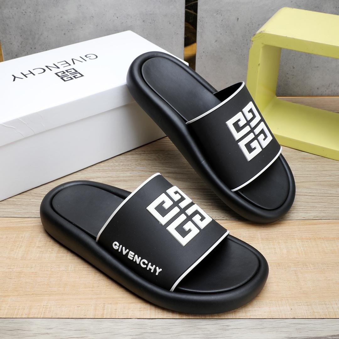 Givenchy 4G Logo Rubber Slides Sandals - FashionPlug