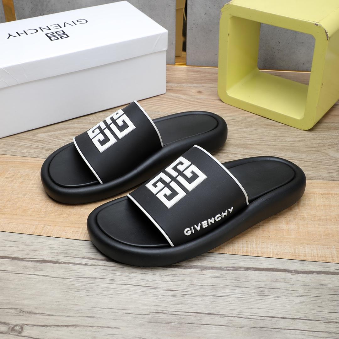 Givenchy 4G Logo Rubber Slides Sandals - FashionPlug