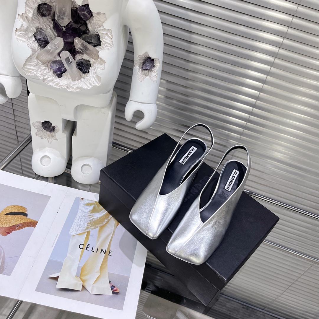JIl Sander High-Heeled Leather Mules - FashionPlug