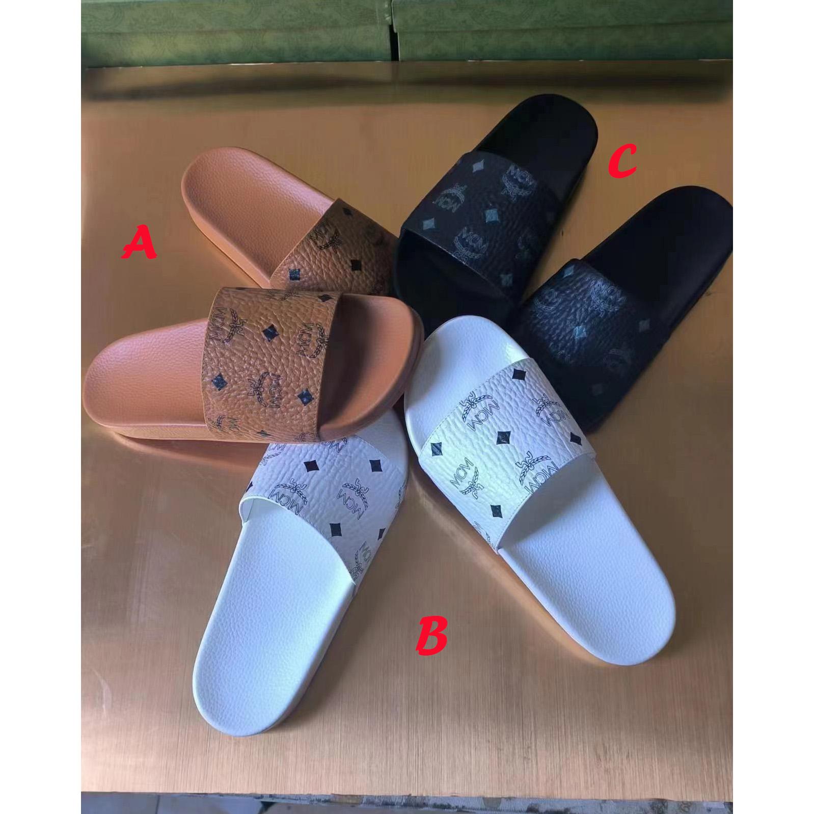 MCM Monogram-Print Sliders - FashionPlug