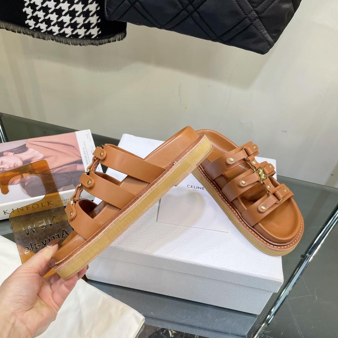 Celine Slides Tippi In Calfskin -  Vegetal Tanning - FashionPlug