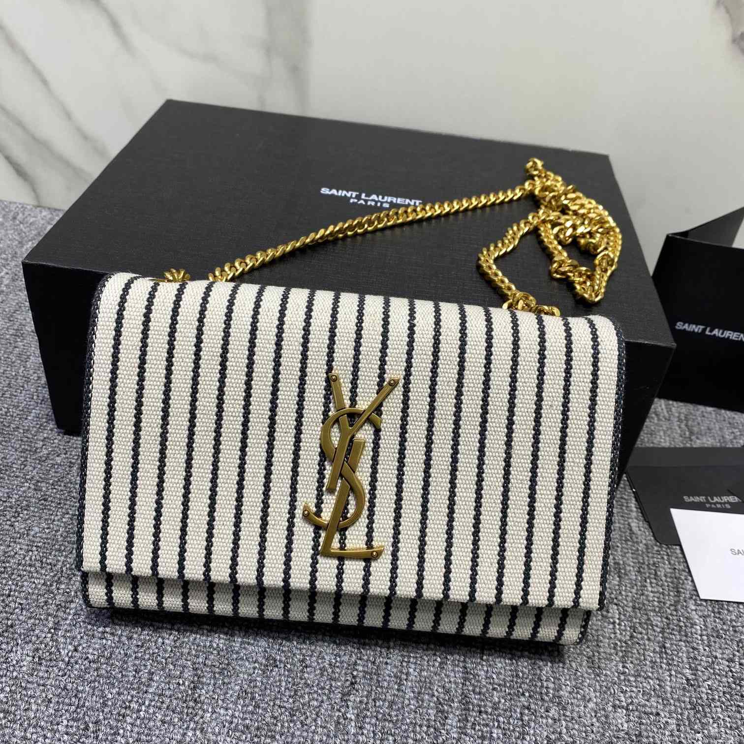 Saint Laurent Striped Small Chain Bag(20x13x5.5cm) - FashionPlug
