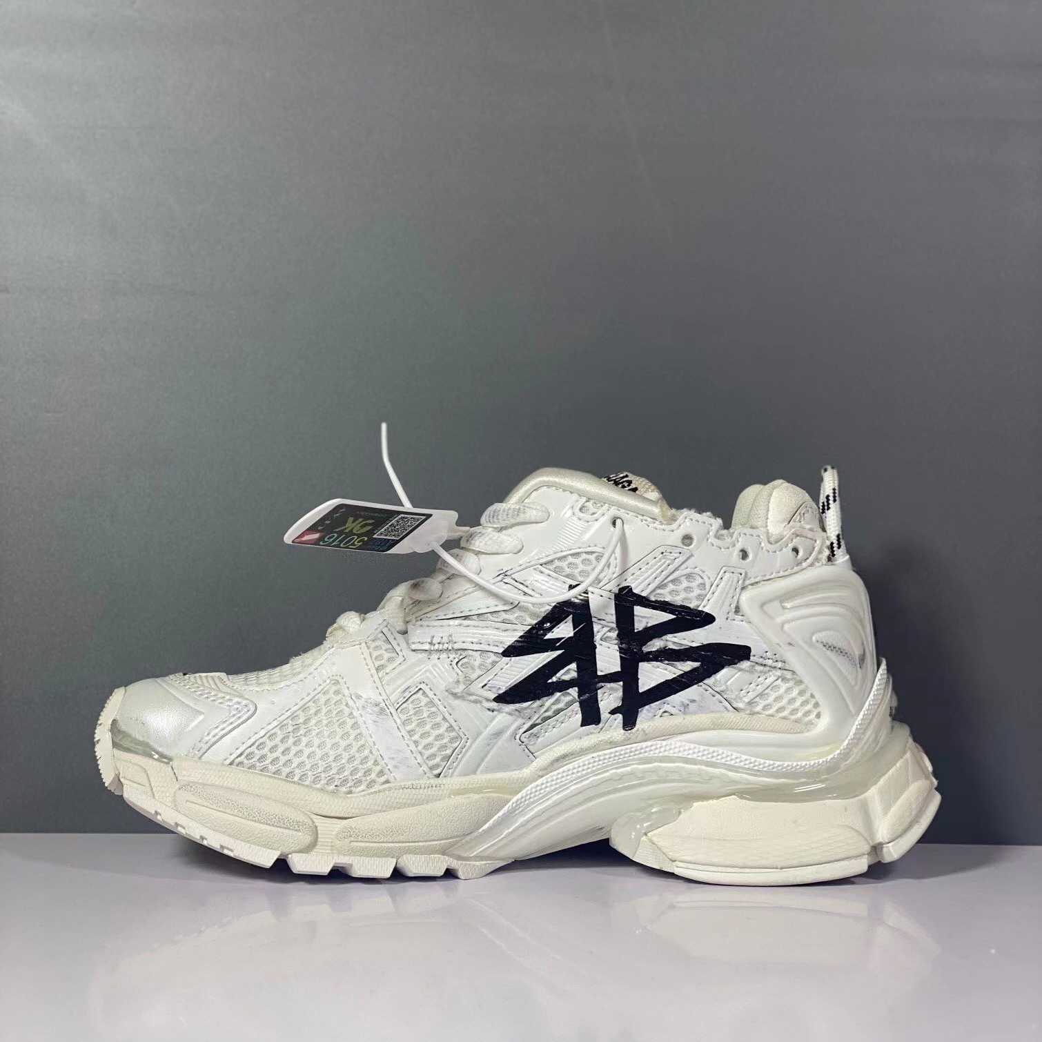 Balenciaga Runner Graffiti Sneaker In White - FashionPlug
