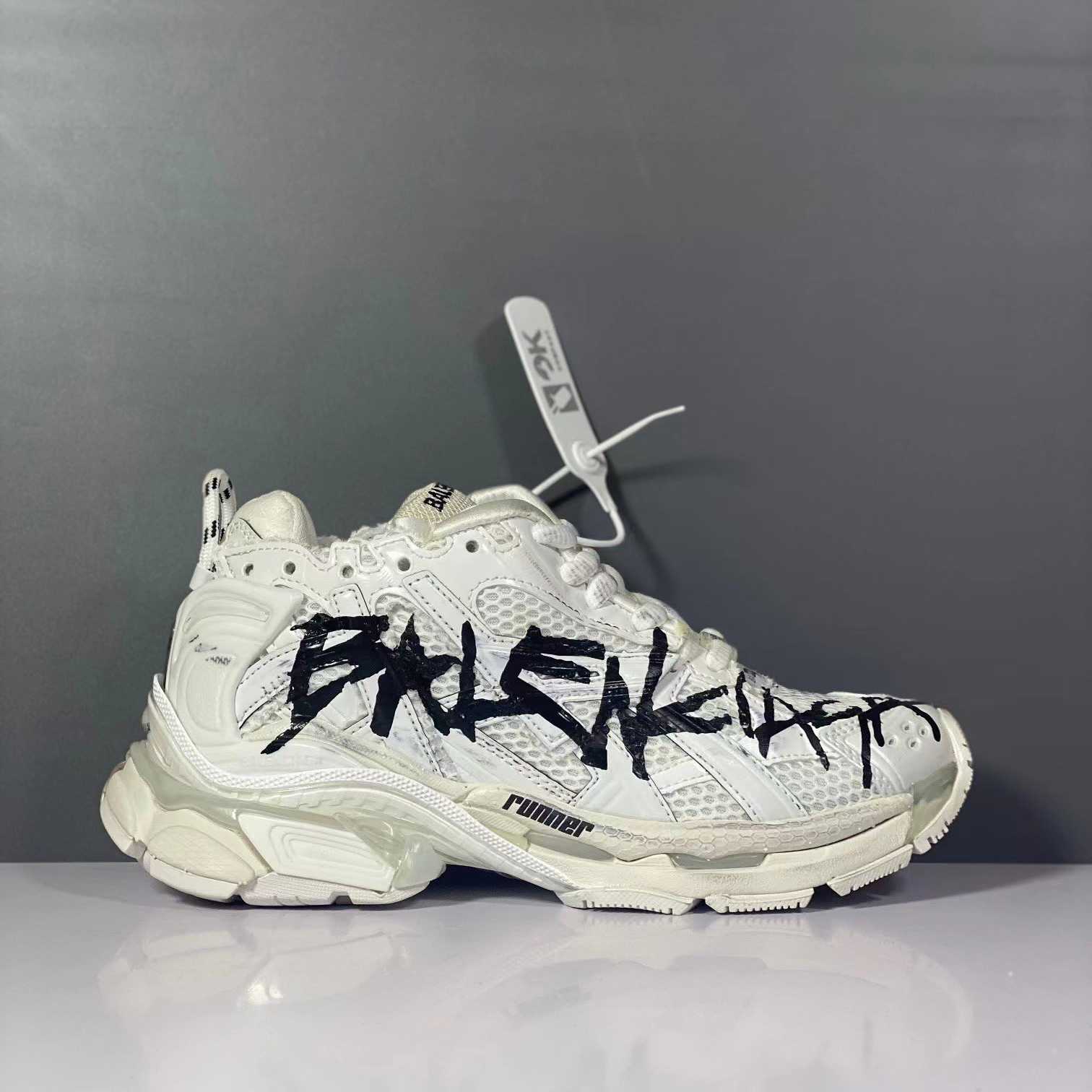 Balenciaga Runner Graffiti Sneaker In White - FashionPlug