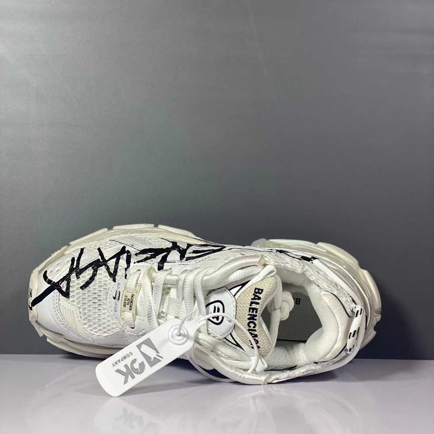 Balenciaga Runner Graffiti Sneaker In White - FashionPlug