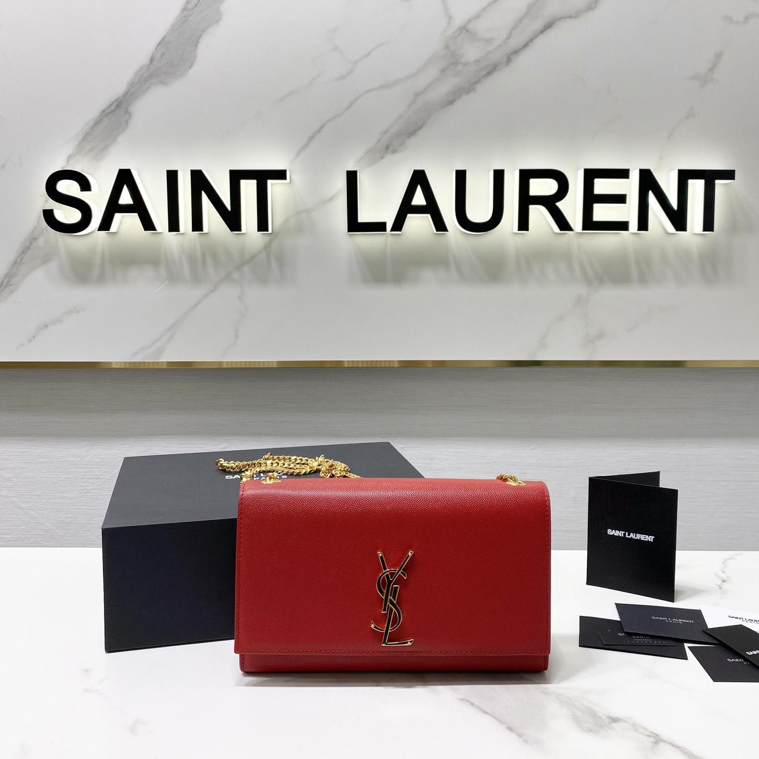Saint Laurent Kate Medium Chain Bag In Grain De Poudre Embossed Leather - FashionPlug