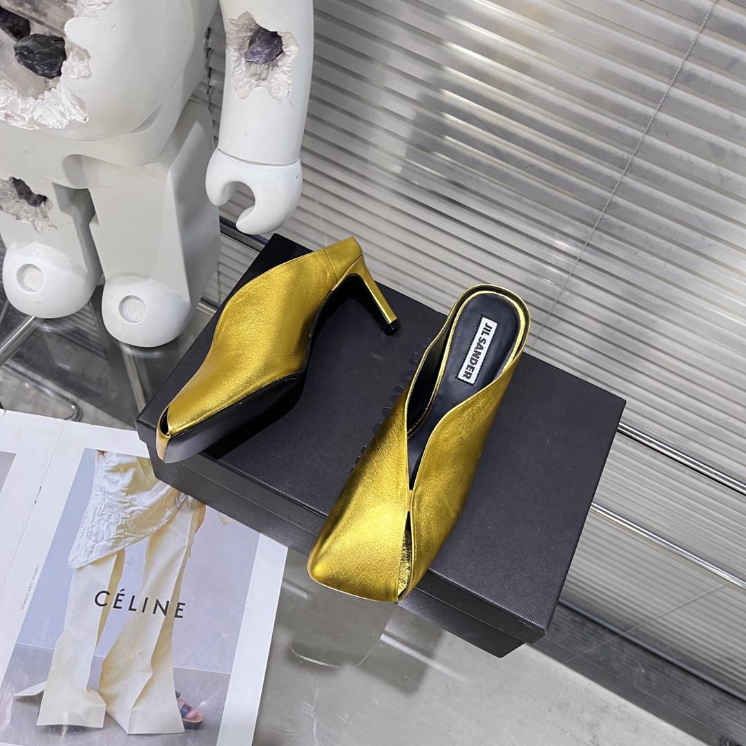 JIl Sander High-Heeled Leather Mules - FashionPlug