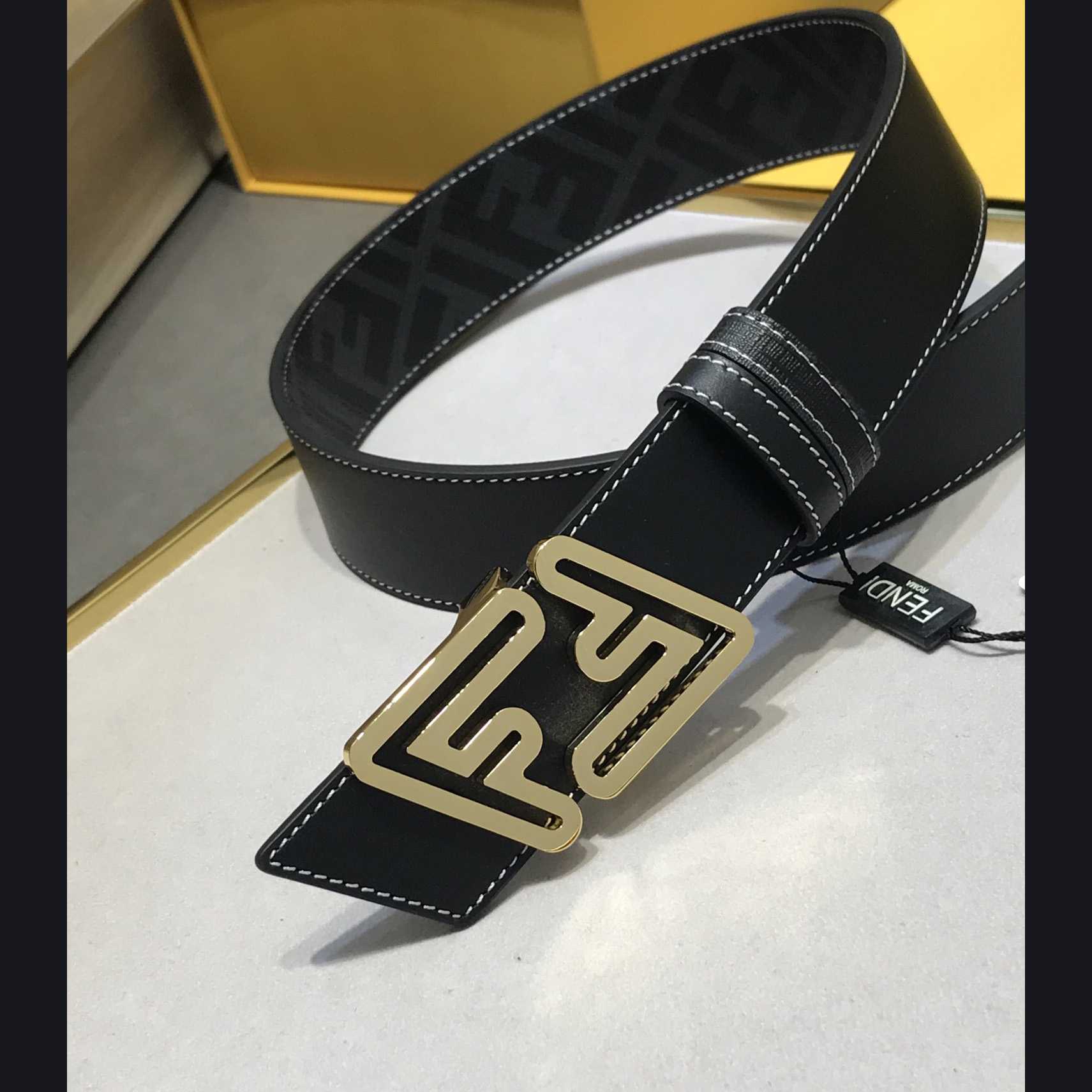 Fendi Black Leather Belt - FashionPlug