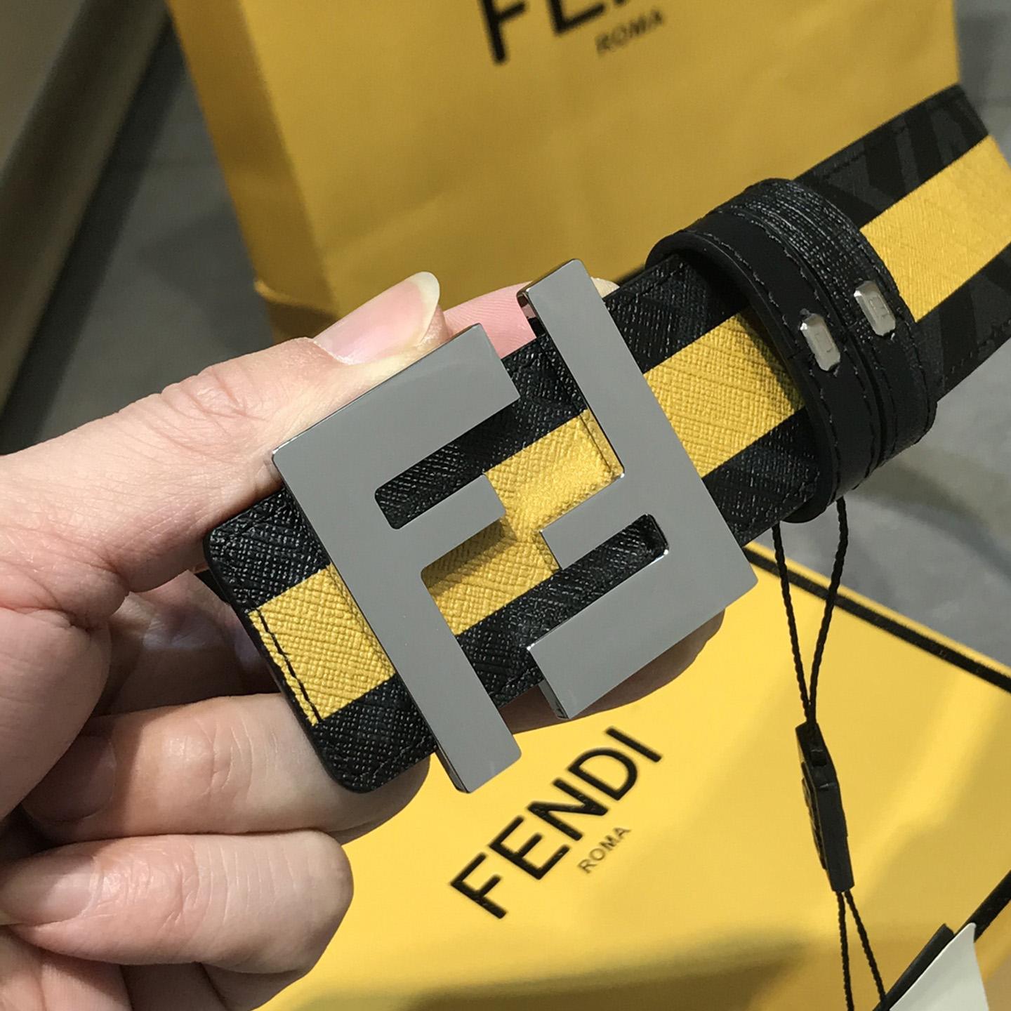 Fendi Black Reversible Leather Belt - FashionPlug