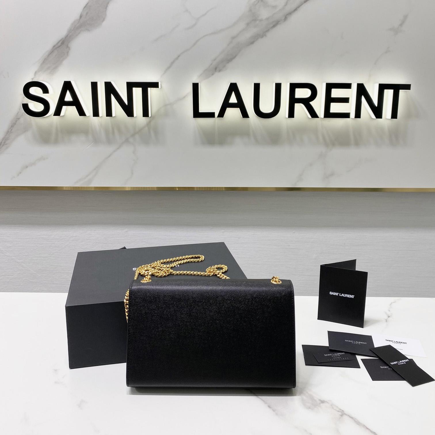Saint Laurent Kate Medium Chain Bag In Grain De Poudre Embossed Leather - FashionPlug
