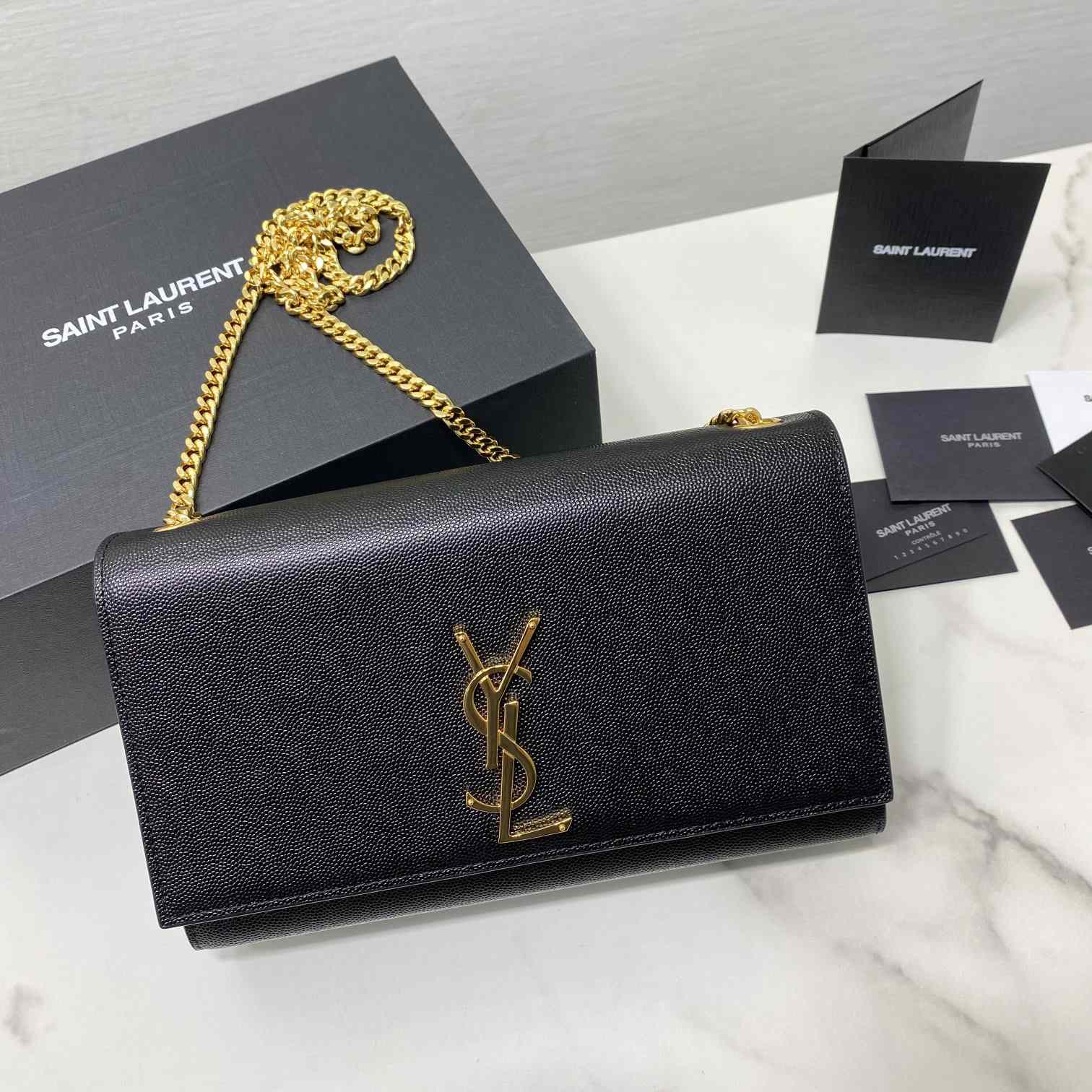 Saint Laurent Kate Medium Chain Bag In Grain De Poudre Embossed Leather - FashionPlug