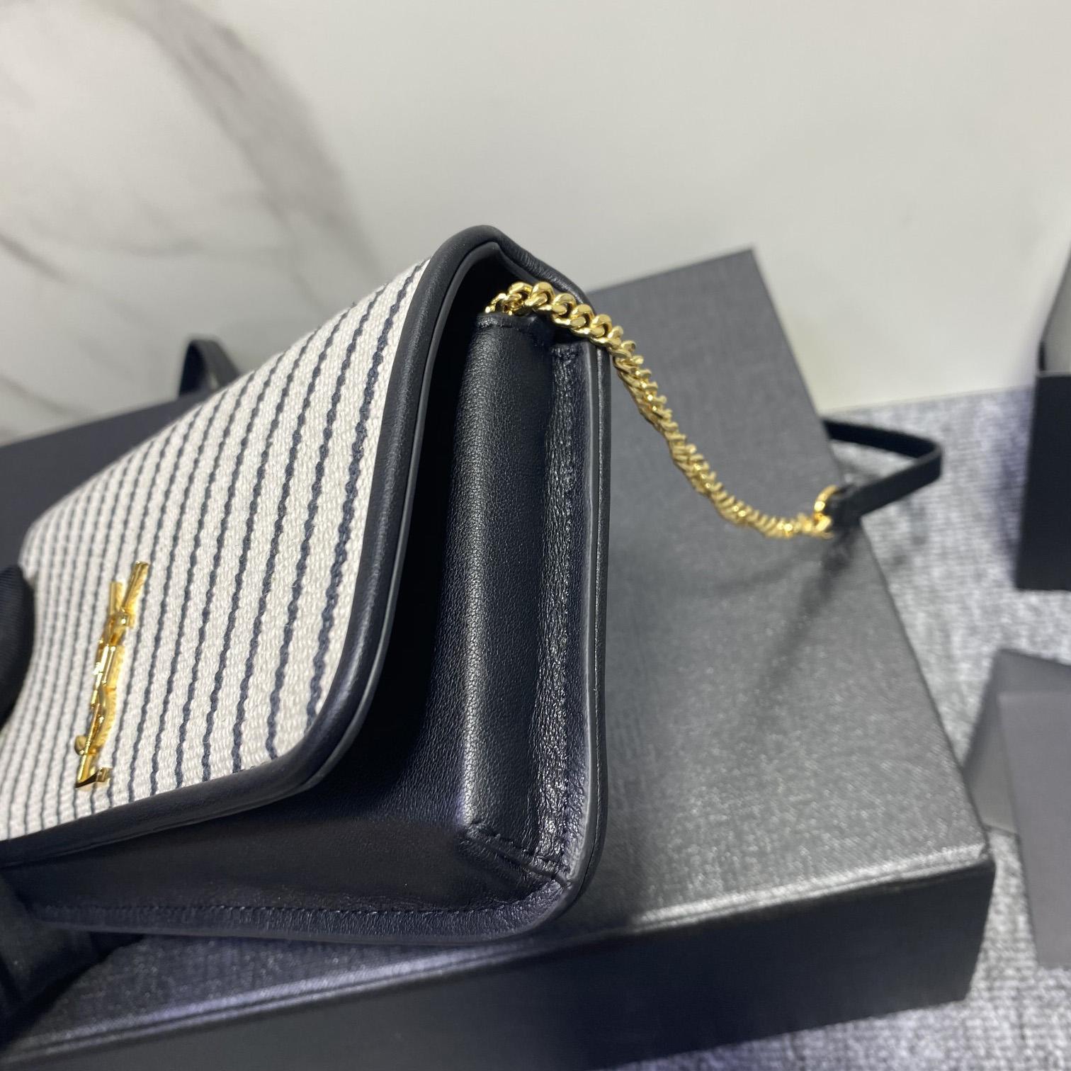 Saint Laurent Monogram Mini Striped-Canvas Cross-Body Bag (18x11x2cm) - FashionPlug