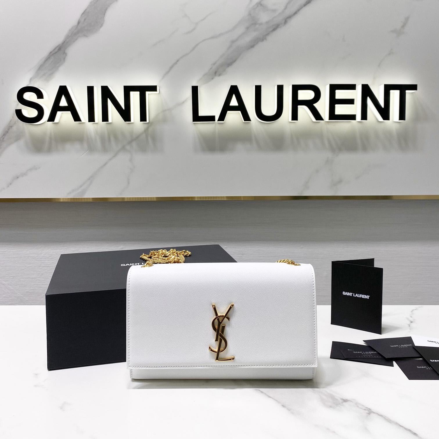 Saint Laurent Kate Medium Chain Bag In Grain De Poudre Embossed Leather - FashionPlug