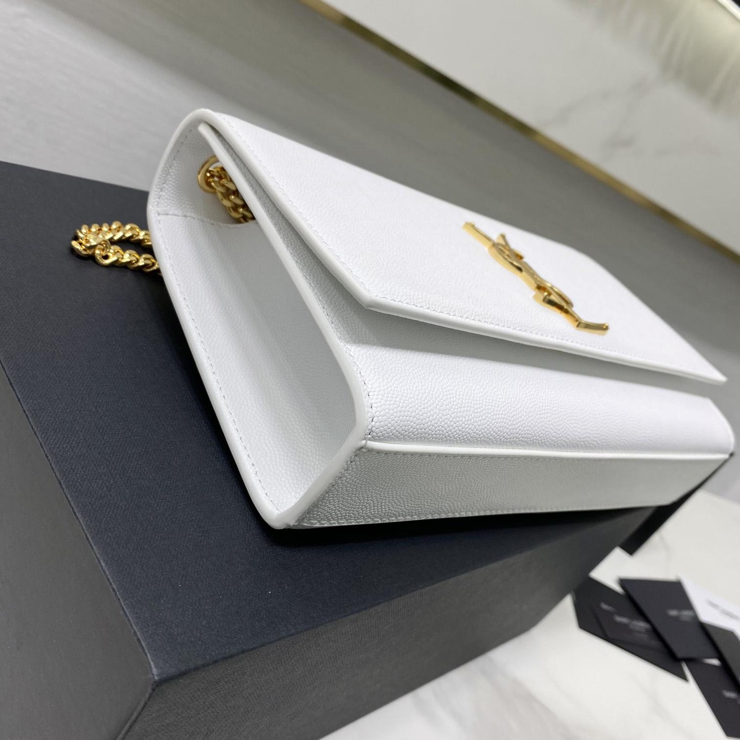 Saint Laurent Kate Medium Chain Bag In Grain De Poudre Embossed Leather - FashionPlug