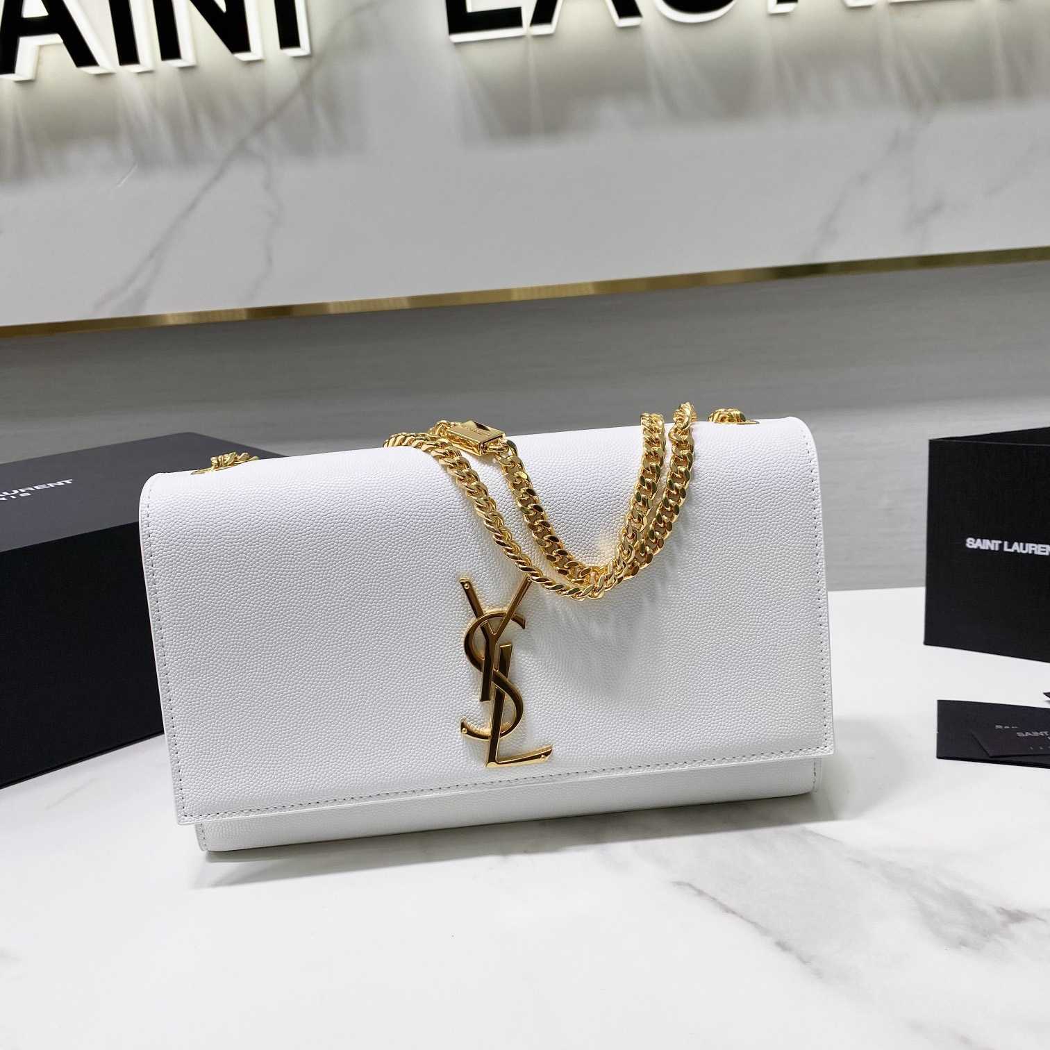 Saint Laurent Kate Medium Chain Bag In Grain De Poudre Embossed Leather - FashionPlug