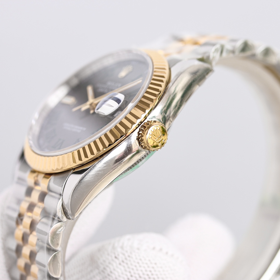 Rolex Datejust Oystersteel Steel Yellow Gold Dark Grey Dial Jubilee - FashionPlug