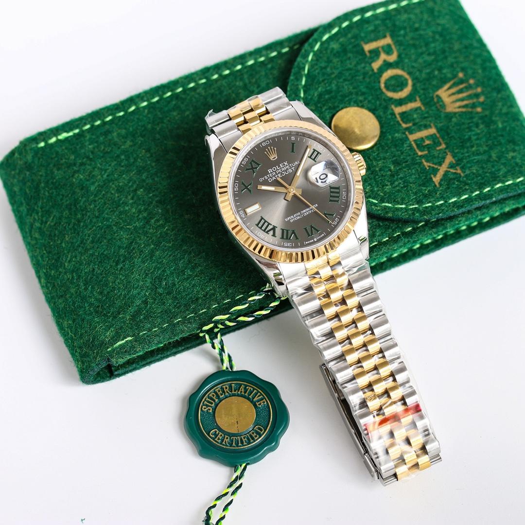 Rolex Datejust Oystersteel Steel Yellow Gold Dark Grey Dial Jubilee - FashionPlug