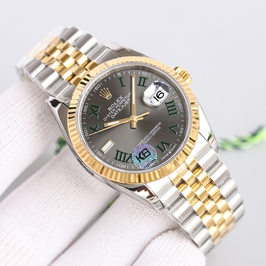 Rolex Datejust Oystersteel Steel Yellow Gold Dark Grey Dial Jubilee - FashionPlug