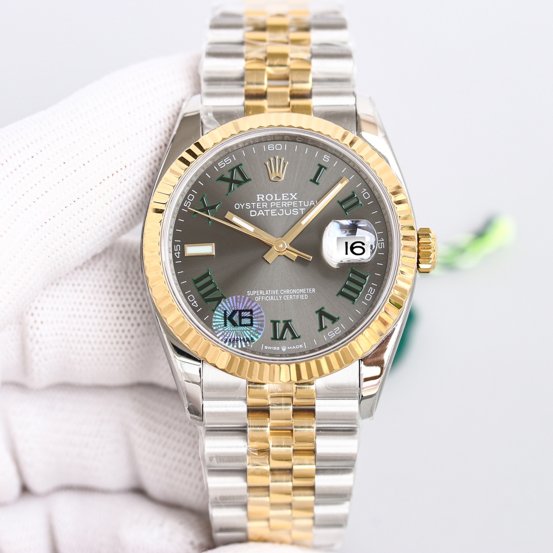 Rolex Datejust Oystersteel Steel Yellow Gold Dark Grey Dial Jubilee - FashionPlug
