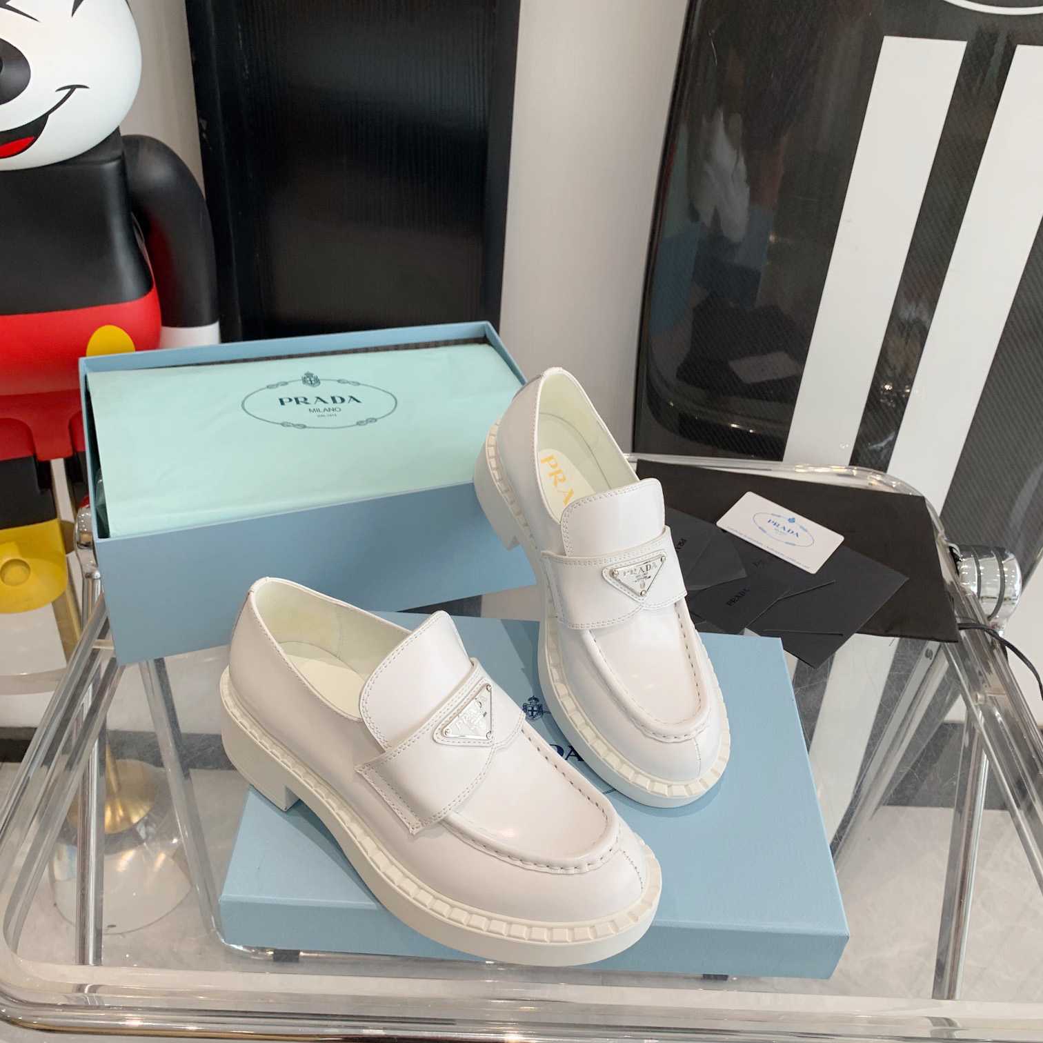 Prada Chocolate Brushed Leather Loafers - FashionPlug