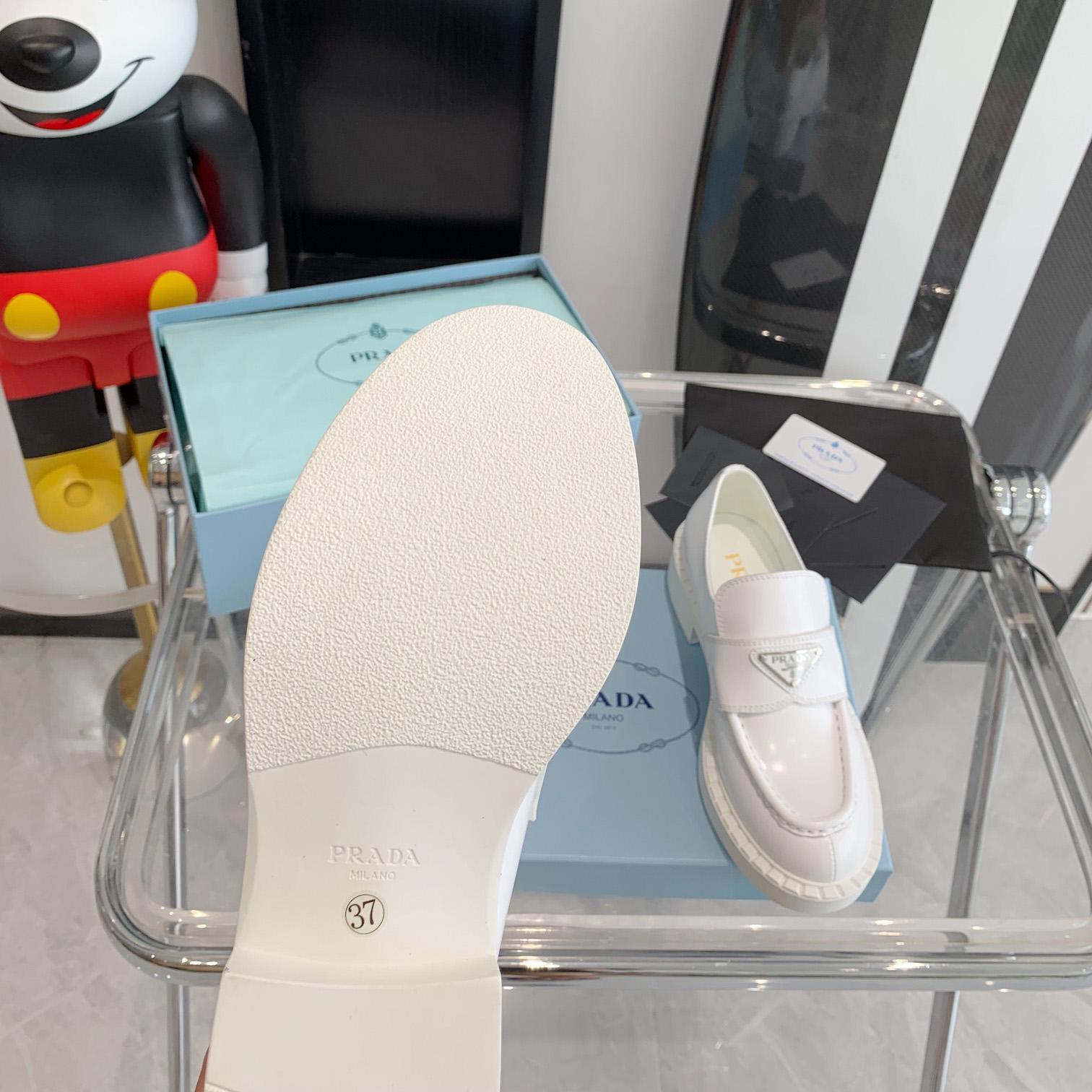 Prada Chocolate Brushed Leather Loafers - FashionPlug