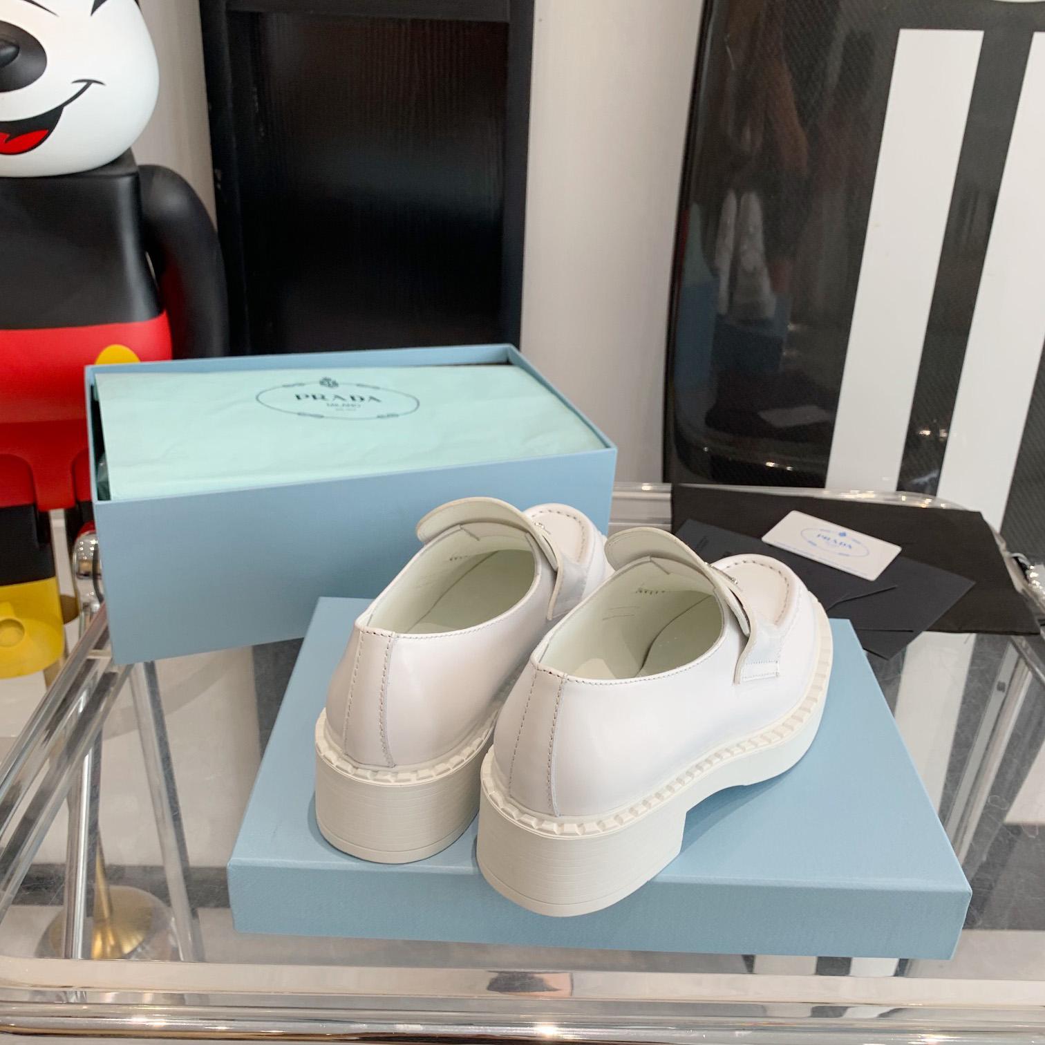 Prada Chocolate Brushed Leather Loafers - FashionPlug