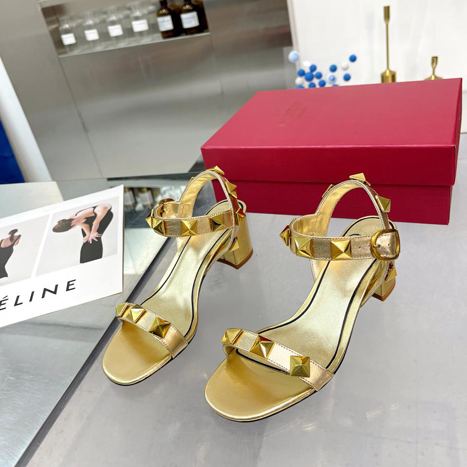 Valenti  Roman Stud Calfskin Sandal   60mm - FashionPlug