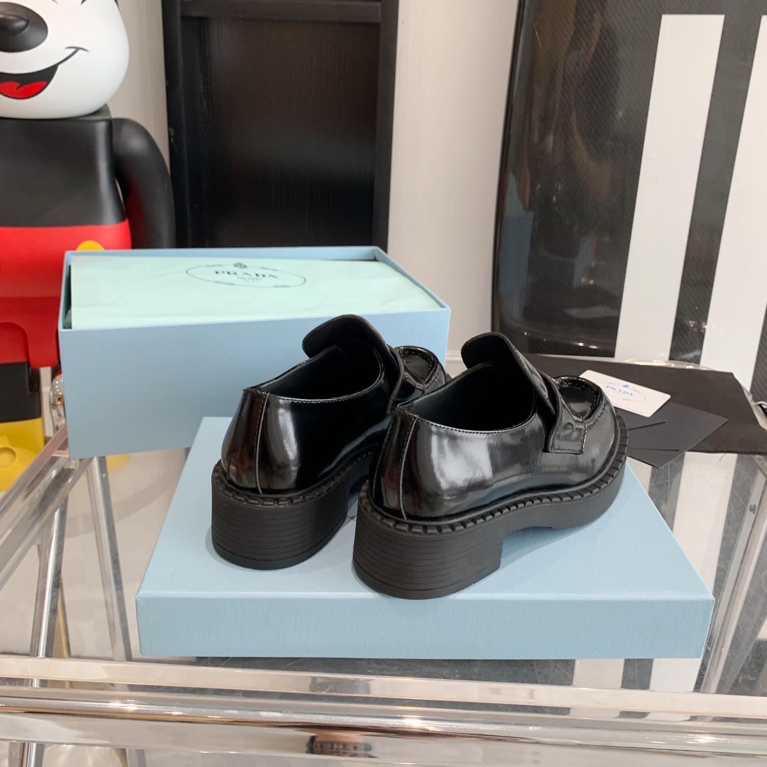 Prada Chocolate Brushed Leather Loafers - FashionPlug