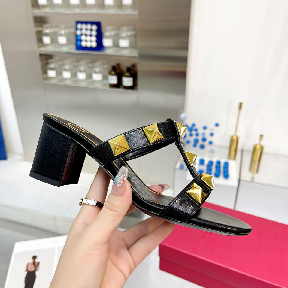 Valenti Roman Stud Calfskin Slide Sandal   60mm - FashionPlug